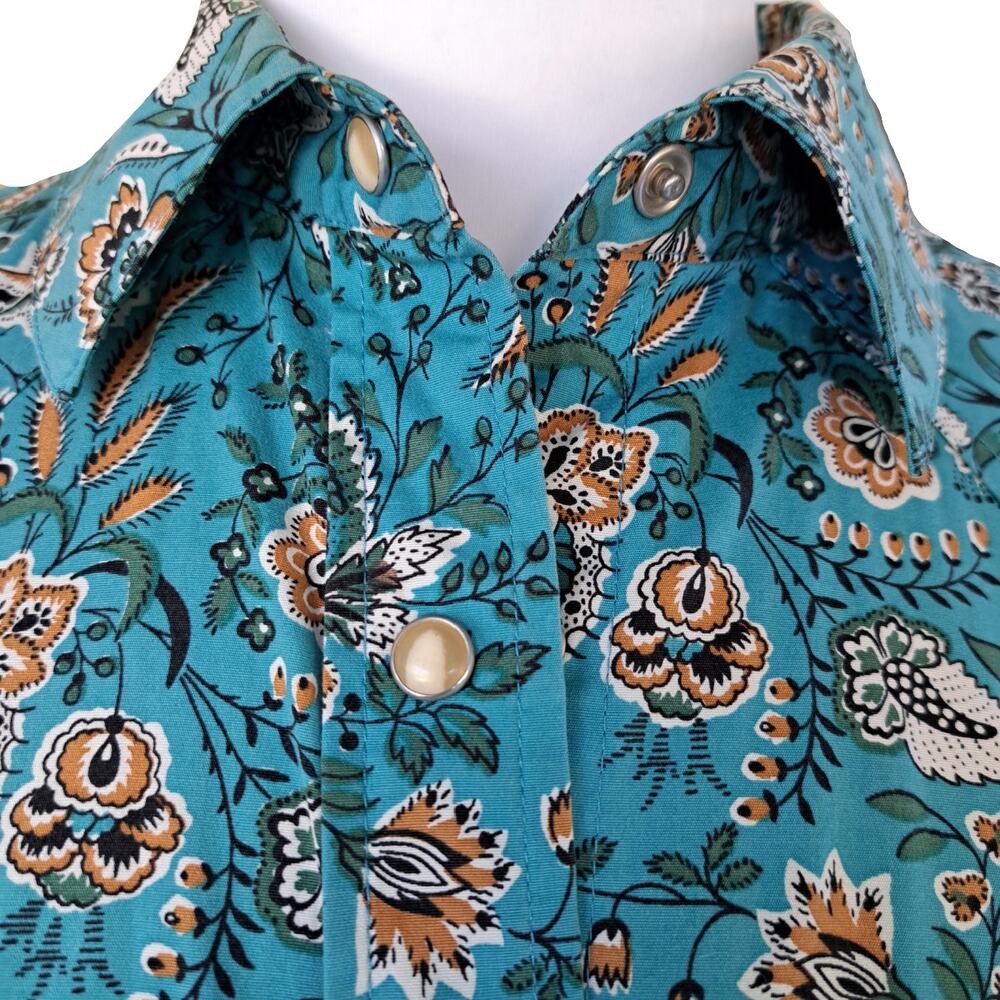 Pendleton Snap Front Western Top Medium Blue Brow… - image 4